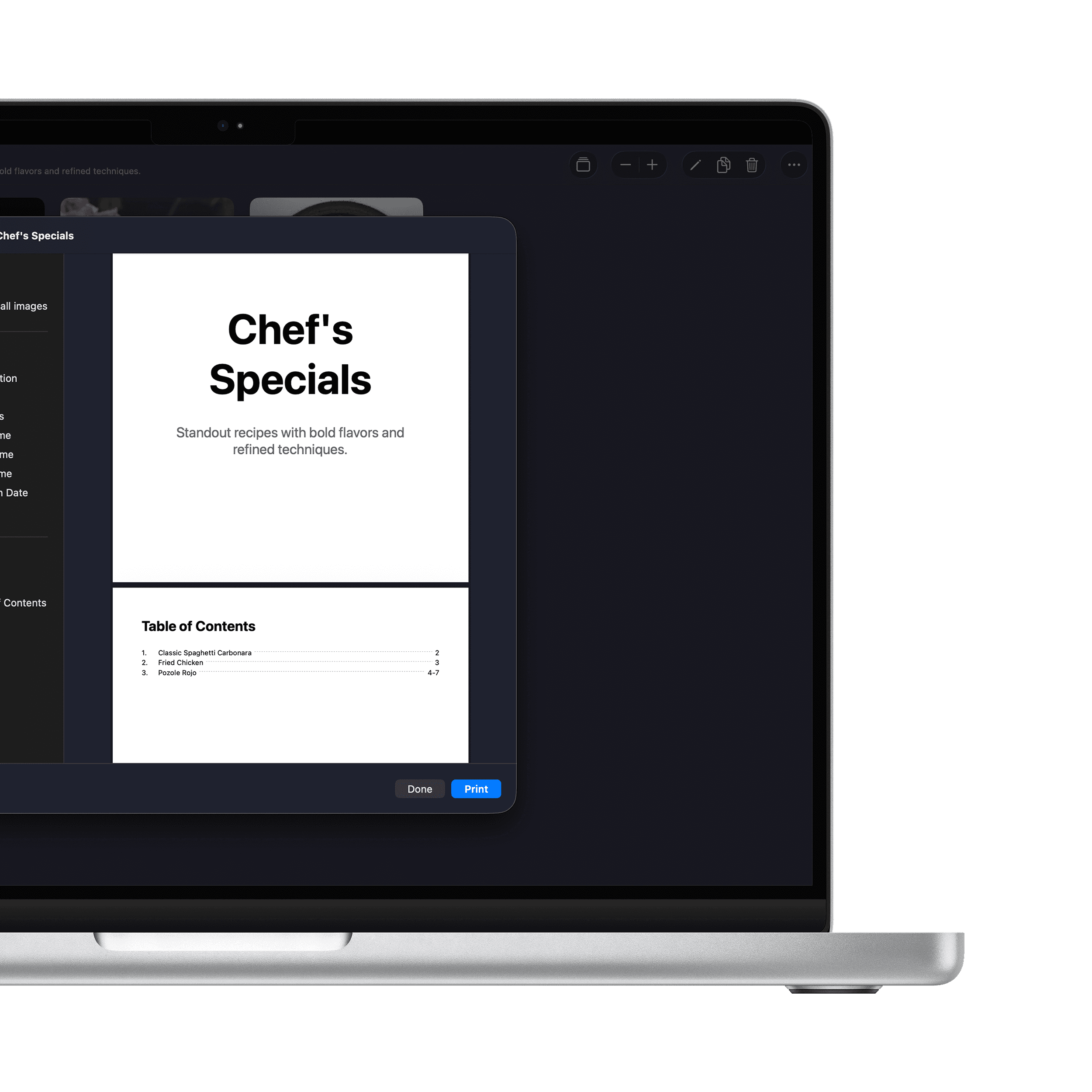 Recipe sharing and printing options