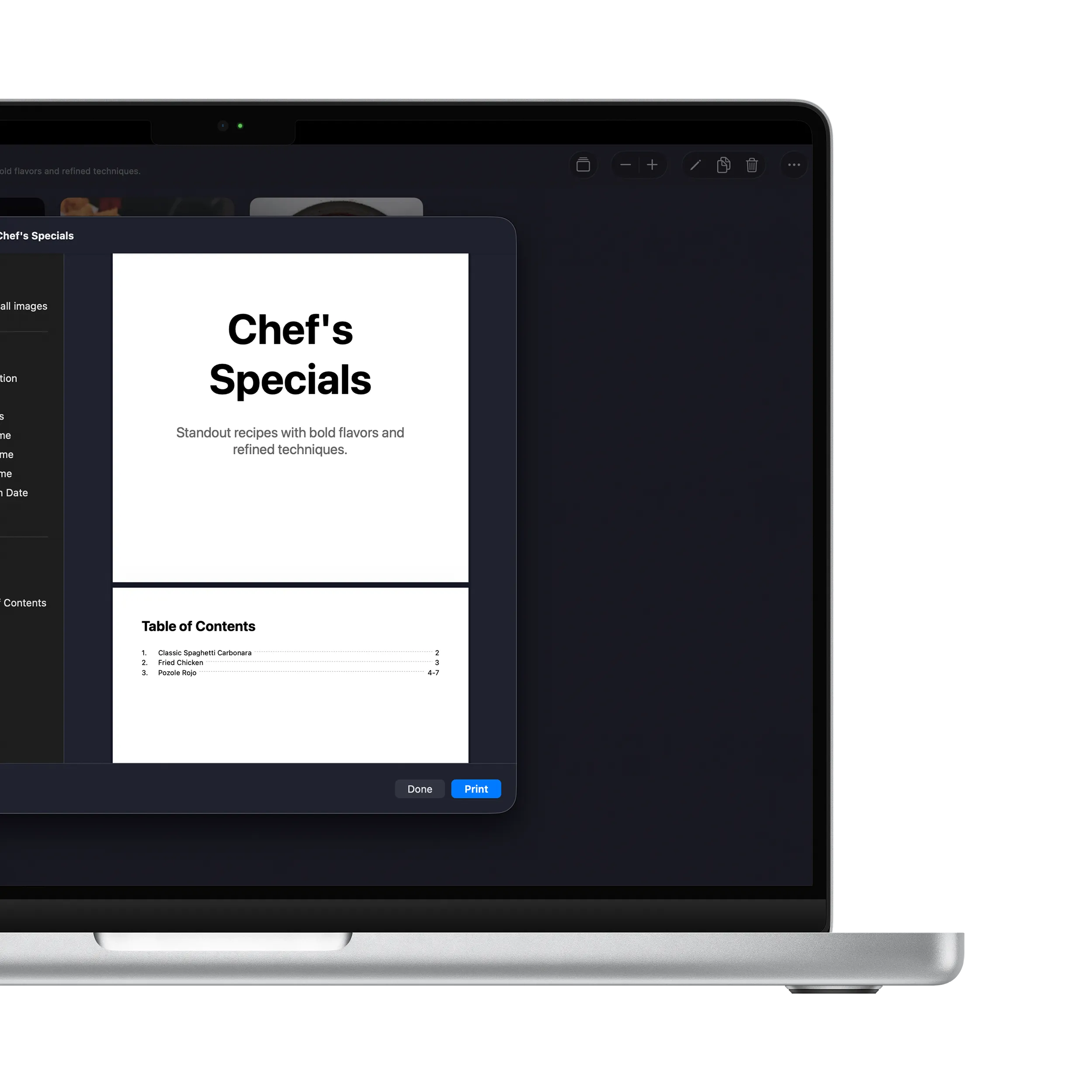 Recipe sharing and printing options
